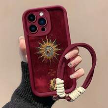 Tema celestial burdeos de Sagitario doradofunda de teléfono Fundas compatibles con ,Apple,VIVO,OPPO,,, y Honor.Fabricadas en silicona TPU,ofrecen protección contra golpes y caídas.correa para celular - Burdeos - Ver 4