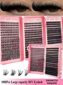 1008/832/384pcs Individual False Eyelashes, Eyelash Book, Cluster False Eyelashes, DIY Home Eyelash Extension, Cluster False Eyelashes, Individual False Eyelashes, False Eyelashes, Natural Lashes Vs Thick Lashes, DIY Cluster Lashes, Korean Lashes, Medusa Lashes, Angel Lashes, Reusable Lash Clusters, D-Curl Flared Individual False Eyelashes, L-Curl Outer Corner Lifting + Transparent Stem + Natural Length Is The Golden Combination, Beginner Starter Kit, Easy DIY Application, Suitable For Beginners, Reusable, Suitable For Daily Wear, Festivals, Performances, Etc. - L - 查看 2