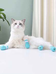 Anti-Scratch And Bite Cat Paw Covers, Cat Paw Sleeves For Bathing, Anti-Scratch And Anti-Licking Pet Paw Covers, For Bathing And Nail Clipping, Can Be Used With Pet Cat Head Cover Space Helmet, Prevents Cat From Biting, Set Of 4 - View 8