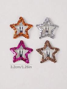 20/30/40/50pcs Random Color Shiny Sequin Star Hair Clips Set, Cute Princess Hair Pins Suitable For Bangs & Flyaway Hair, Daily Use & Gift,Hair Barrettes,Hair Claws - Multicolor - View 4