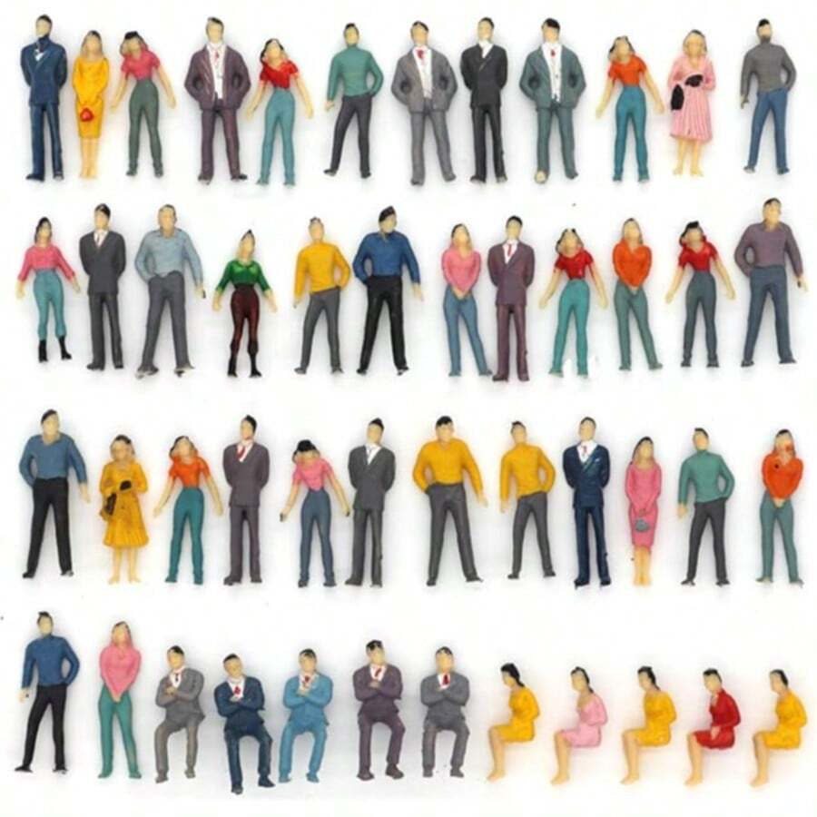 Figur miniatur ini terbuat dari plastik ABS berwarna-warni. Dengan warna-warna cerahnya, figur ini ideal untuk proyek DIY yang melibatkan model kereta api, diorama, model arsitektur, dan berbagai adegan lainnya. Cocok untuk usia 14 tahun ke atas. - Boneka warna-warni - View 1