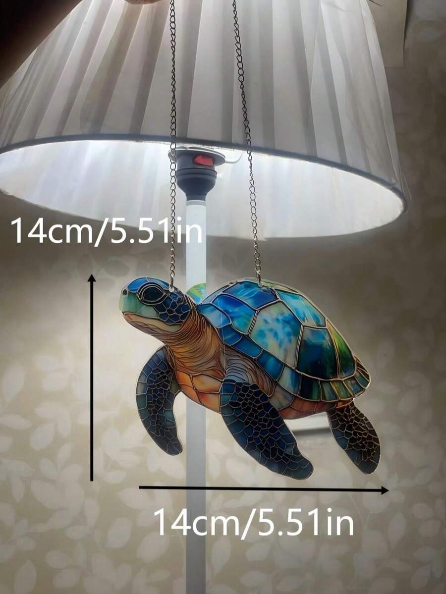 1pc Acrylic Sea Turtle Sunshade - Stained Glass Effect, Ocean Theme Hanging Decoration, Suitable For All Seasons, Home Decor, Room Decor, Office Desk Ornament, Wedding, Party, Balcony, Unique Home And Garden Arrangement, Gift For Women, Mother's Day Gift, Gift For Male And Female Classmates, Graduation Season Gift, Garden Decor, Outdoor Garden Decoration - Multiple Styles - View 1