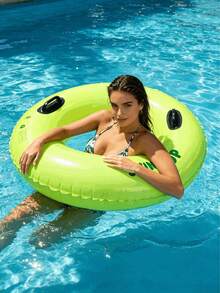 1 pieza Aro de natación inflable con asa, material de PVC, adecuado para agua, playa, piscina, fiesta temática, dispositivo flotante, flotador de piscina, asiento de descanso en el agua, balsa de piscina, se necesita comprar una bomba infladora por separado - Varios estilos - Ver 10