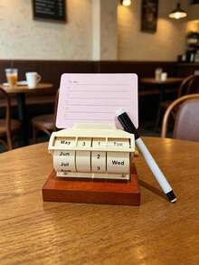 Reusable Rotating Perpetual Calendar, Reminder Card Calendar, Mini Rotating Monthly Calendar, Rotating Calendar Desktop Decoration, Exam Motivational Perpetual Calendar, Countdown Calendar, Birthday, School Season, School Supplies, Simple Home Decoration, Suitable For Family Living Room, Classroom, Office Desktop, Included (A Reminder Card And An Erasable Pen) - Sets - View 2