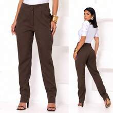 Women's Tailored Trousers - Rust Brown - View 1