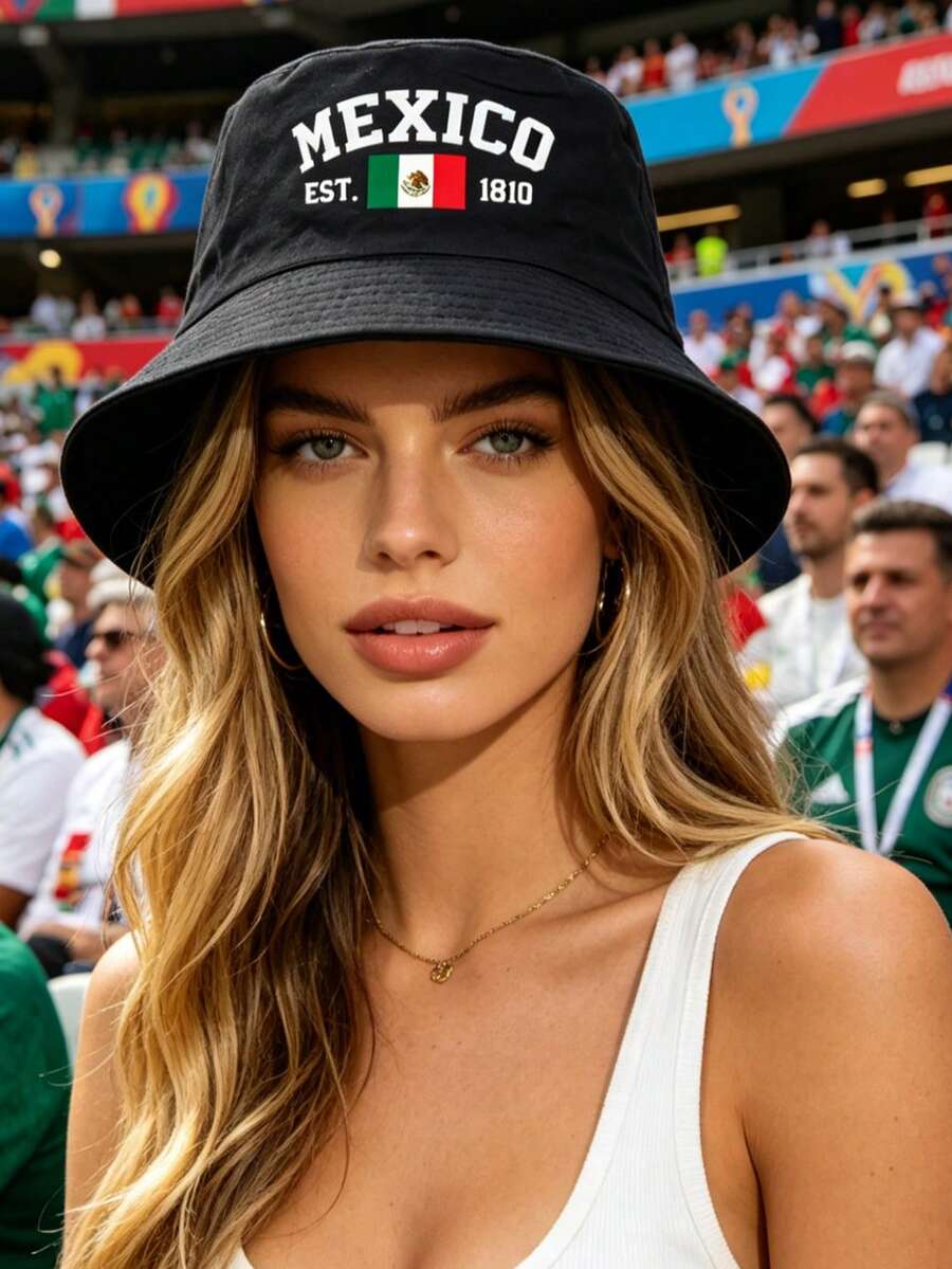 1pc Reversible Mexican Flag Bucket Hat, 2026 Football World Cup Fan Support Style, Double-Sided Sun Protection, Soft, Unisex, Daily Wear - Multicolor - View 1