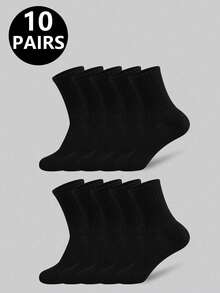 1/5/10/20 paires de chaussettes mi-mollet de couleur unie noire et blanche pour hommes, chaussettes toutes saisons, non compressives, convenant aux sports, à la course, à la fitness - Multicolore - Voir 4