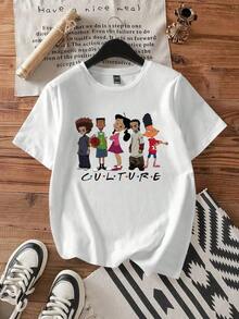 Women's Plus-Size T-Shirt 2026 With Digital Cartoon Print, White, Summer, Loose And Comfortable - White - View 7