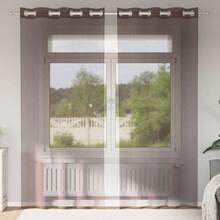 Joinmee Voile Curtains With Eyelets, 2 Pcs, Brown, 140x225 Cm - 棕色 - 查看 1