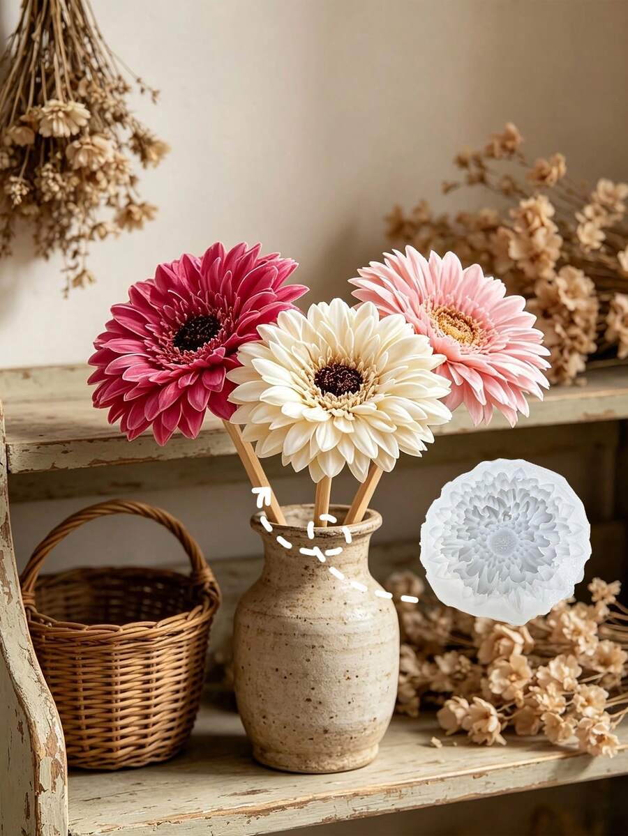 1個 3D 雛菊矽膠模具,創意 DIY 花卉香氛蠟燭模具,環氧樹脂模具用於家居裝飾和禮品,手工鑄造模具,藝術裝飾石膏模具 - 立體非洲雛菊矽膠模具 - 查看 1