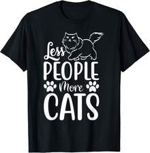 Less People More Cats Funny Cats TeeGift Unisex T-Shirt - Black - View 1