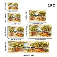 1pc Mediterranean Lemon & Orange Pattern Absorbent Drying Mat, Suitable For Kitchen Counter, Dining Table, Coffee Bar Decoration, Multipurpose Drainage Mat, Home Gift, Tabletop Decor - XYLSD-401 - View 5