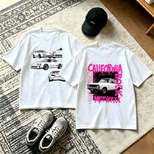 2-Piece Couple Matching Pattern T-Shirt, 100% Cotton, Loose Fit, Soft And Breathable, Casual Round Neck Short Sleeved Top Cartoon Dogs In Fashion Outfits Versatile Patterns No Picky Combinations Coordinated Dating Casual Travel Simple And Cartoonish Printing Styles High Cost-Effectiveness Couple - 白色 - 查看 13