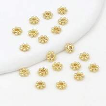 100-1000顆 4mm 金屬雪花隔珠，保色隔珠，金屬手工配件，適用於DIY手工珠寶、珠寶製作、手鍊、項鍊、耳環、髮夾材料 - 一袋 - 查看 8