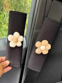 1pc/2pcs Car Seat Belt Shoulder Pad Protector, Universal Automotive Anti-Neck Pinch Safety Strap Cover, All Season - Flowers - View 4