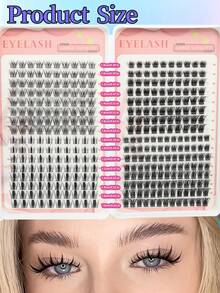 344pcs Curled Individual False Eyelashes, C/D MIX, Suitable For Natural Makeup, Lightweight & Dense, Cluster Design, Soft & Delicate, Ultra-Lightweight, Reusable, Segmented Lashes, Ideal For Beginners, Suitable For Daily, Wedding, Date, Party, Music Festival And Other Occasions - C/D MIX - View 8