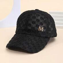 2件/1件 女款春夏雛菊網紗蕾絲金屬M Logo輕量舒適防曬棒球帽，適合旅行、派對、戶外與日常使用 - M標 - 查看 5