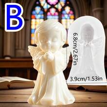 1个3D天使蜡烛模具，家居桌面装饰氛围摆件节日礼物树脂蜡烛工艺硅胶模具 - 白色 - 查看 5