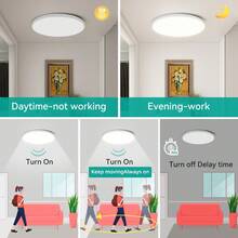 CANMEIJIA 1 PIEZA Luz de Techo LED Redonda 220V con Sensor de Radar e Interruptor de Sensor, Iluminación de Techo con Sensor, Iluminación Automática, Luz de Techo Inteligente Apta para Garaje/Ático/Entrada/Pasillo/Habitación/Cocina/Baño/Aseo/Balcón - Blanco (luz blanca fría) - Ver 7