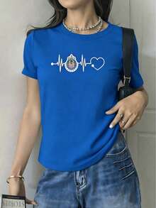 2026 Heartbeat With Shield That Symbolizes The Infinite Passion For Football And The Love That Makes Every Heart Vibrate, Showing Strength, Unity And Mexican Pride. Women's T-Shirt 100% Cotton 220g Cool100% Cotton - 藍色 - 查看 9
