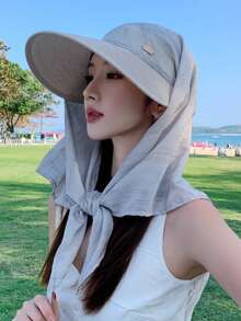 1顶女士大帽檐护颈肩部防晒帽，轻便透气，适合夏季海滩穿着 - A - 查看 11