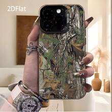 Funda para teléfono: Funda para teléfono con diseño de camuflaje 2D Flat New Forest, de alta gama, simple, elegante, creativa, anti-amarilleo, resistente a caídas, con impresión UV, para iPhone 17 Series, 16, 15, 14, 13, 12, 11 Pro Max, Plus, Pro, E. Adecuada para Pascua, Carnaval. - Negro - Ver 2