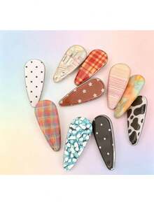 1pcKorean Ins Style Acetic Acid Hair Clip Niche Design Sense Water Drop Edge Clip Girl Bangs Clip Versatile Broken Hair Clip Headdress Simple Elegant, - Multicolor - View 6