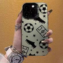 Luxury Football Design Clear Phone Case | Colorful Silver Gradient | Excellent Texture | Built-In High-End Filters | Durable Pattern | Shockproof And Drop-Proof | Non-Slip Brushed Finish | Subtle Luxury | Suitable For 17, 16, 15, 14, 13, 12, 11-Inch Phones. A Great Gift Choice And A Must-Have For Personal Use! (17-Inch Pro Max Case, Phone Cases, 13-Inch) - 黑色 - 查看 5