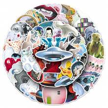 50pcs Surreal Weirdcore Style Sticker Pack, Interesting Ins Dreamy Core Art Stickers, Fantasy Fashion Graffiti Stickers, Waterproof Stickers For Water Bottles, Laptops, Phones, Luggage, Notebooks, Fridges - Multicolor-1 - View 6