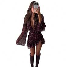 Hot Girl's Desire Style Temperament Short Dress, New Summer Slim-Fit Dress Women - Floral Mini Skirt - View 3