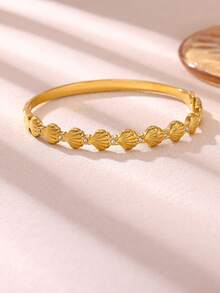Vòng tay vỏ sò mạ vàng đính đá CZ, làm từ thép không gỉ 316L, chống nước, có thể đeo chồng lên nhau, là trang sức thời trang dành cho nữ, thích hợp đeo hàng ngày. - vòng đeo tay - Xem 2