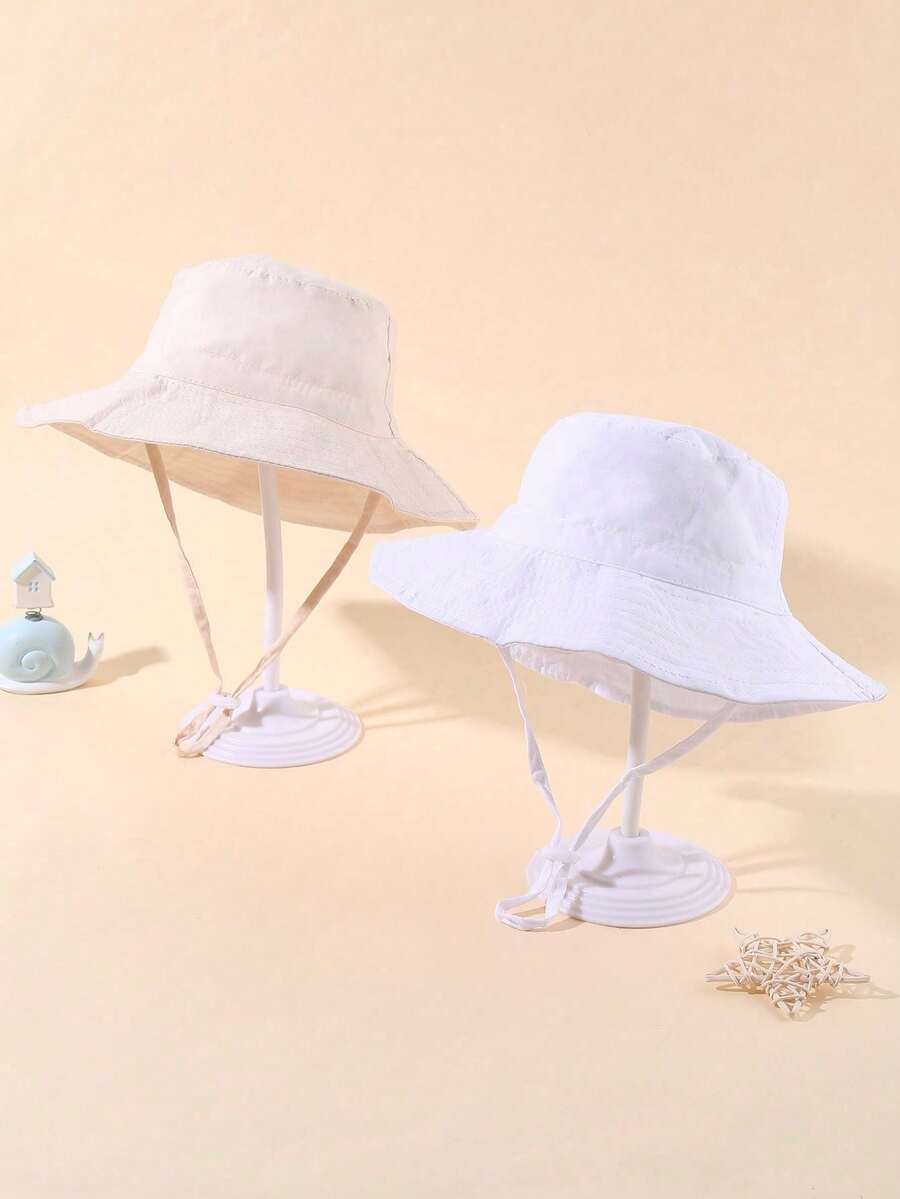 1/2 入嬰兒遮陽帽 UPF 50+ 防曬嬰兒漁夫帽 夏季沙灘帽 寬帽簷 男女通用 男童女童適用 - 彩色 - 查看 1