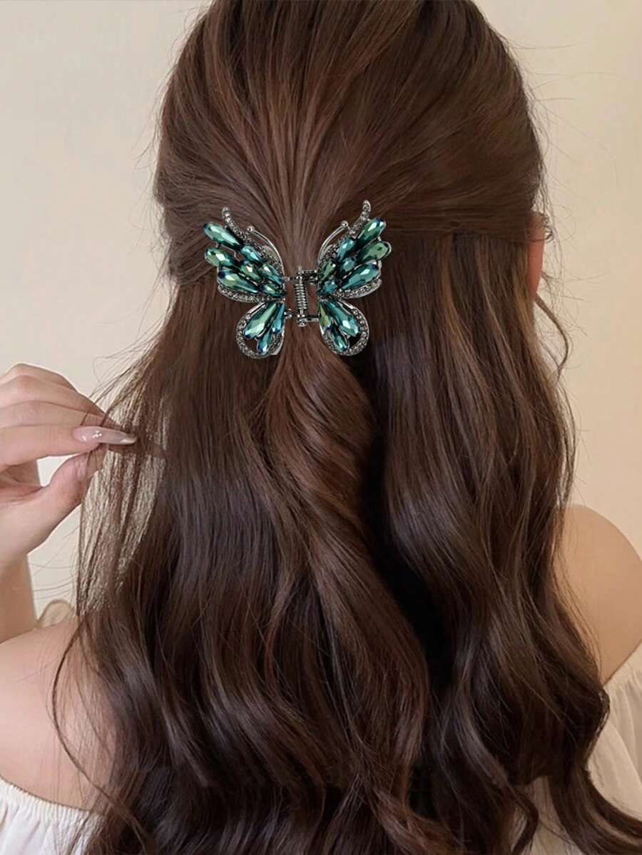 1pc Rhinestone Butterfly Hair Claw Clip, Fashion Hair Accessory