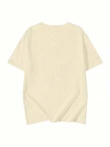 [ 100% Cotton ] Recommended New Products For Summer 2026: Lace Logo T-Shirt, Summer Dress, Women's Fashion T-Shirt, Short Sleeve Office Casual 200g Cotton Cartoon Character Printed Loose White Top, Y2K Women's Top, Spring Dress Top - Apricot - View 2