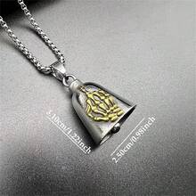 AD 1pc Vintage Punk Motorcycle Bicycle Hanging Charm, Lucky Bell Decor, Titanium Steel Riding Bell Accessory - Titanium Steel LD-skull  Gold - View 2