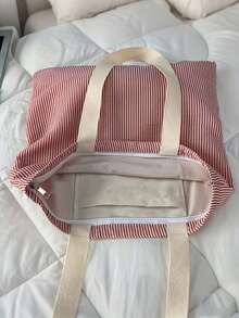 Colorful "BEACH" Pattern Printed Shoulder Bag Combination, Striped Handbag, Tote Bag Combination,Showcasing A Unique Style - Multicolor - View 5