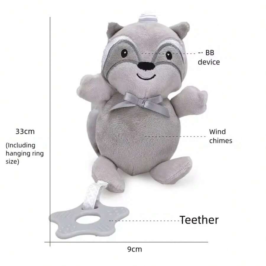 Raccoon Hanging Decor, Car/Crib Hanging, BB Sound, Baby Doll, New Rainbow Baby Stroller Hanging Plush Rattle Soothing Doll - Multicolor - View 1