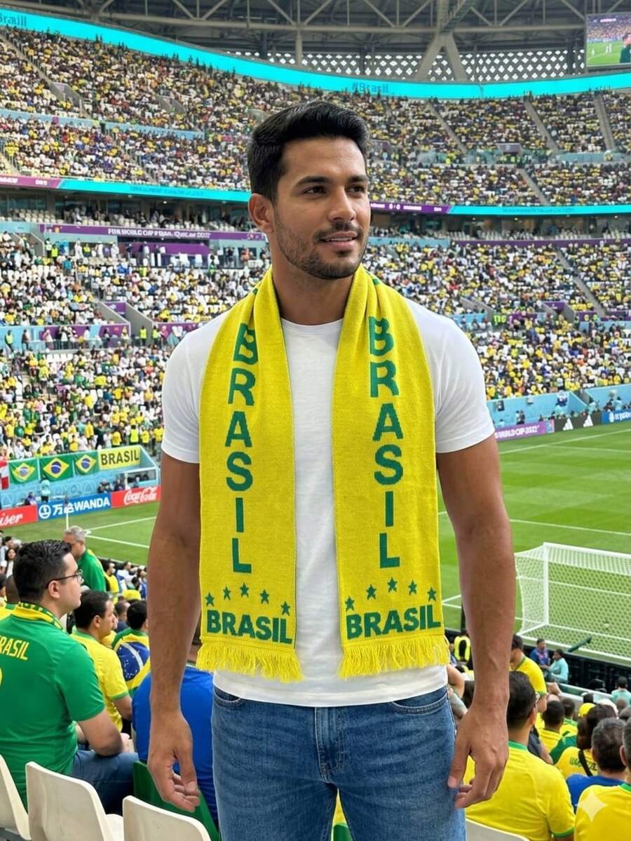 Knitted Scarf, Brazil Fan Style, Unisex, World Cup Knit, New Release - 黃色 - 查看 1