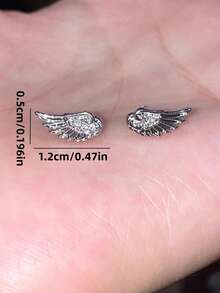 1 Pair Luxury Personalized Fashion Wing Earrings, Suitable For Minimalist Daily Wear, Tiny And Compact, Ideal Gift For Friends, Party Earrings - Silver - View 5