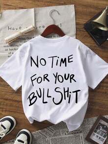 New Casual Summer T-Shirt With Round Neck And Short Sleeves, Printed With Letters In A Fresh And Simple American Style, A Versatile And Elegant Top For Women In White. - White - View 2