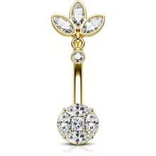 Belly Button Rings 14G Dangle Lotus Belly Navel Rings For Women Belly Navel Piercing Jewelry 10MM Barbell - Flower - View 6