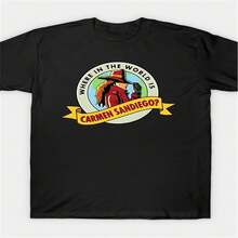 Women's Retro Carmen Sandy Yego Graphic T-Shirt - Black T-Shirt With Retro Cartoon Design, Casual Crew Neck, Perfect For Birthdays, Everyday Wear, And - Black - View 2