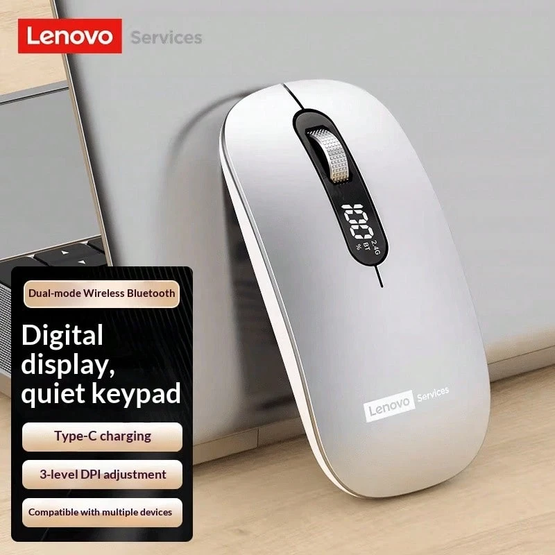 Lenovo M243 Wireless Mouse, Rechargeable With Battery Display, Bluetooth Dual-Mode, Quiet Operation For Office Use - View 1
