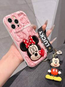 This Disney Mickey Mouse Lanyard Phone Case Is Fully Covered In TPU Material. It's Shockproof, Lightweight, And Compatible With IPhone17/16/11/13/15/15 Plus/15 Pro/15 Pro Max/12/14 Pro Max/11 Pro Max/12 Pro/12 Pro Max/13. This Phone Case Makes A Popular Birthday Gift Or Business Gift; It's Durable, Stain- And Fingerprint Resistant, And Suitable For Both Men And Women. The Set Also Includes A Mickey Mouse Phone Case And A Mickey Mouse Plush Bracelet. It's A Perfect Gift For Friends And Family. This Stylish Phone Case Is Fun, Lightweight, And Durable. IPhone17 Pro Max Phone Case, Minnie Mouse Phone Case. - trắng - Xem 5