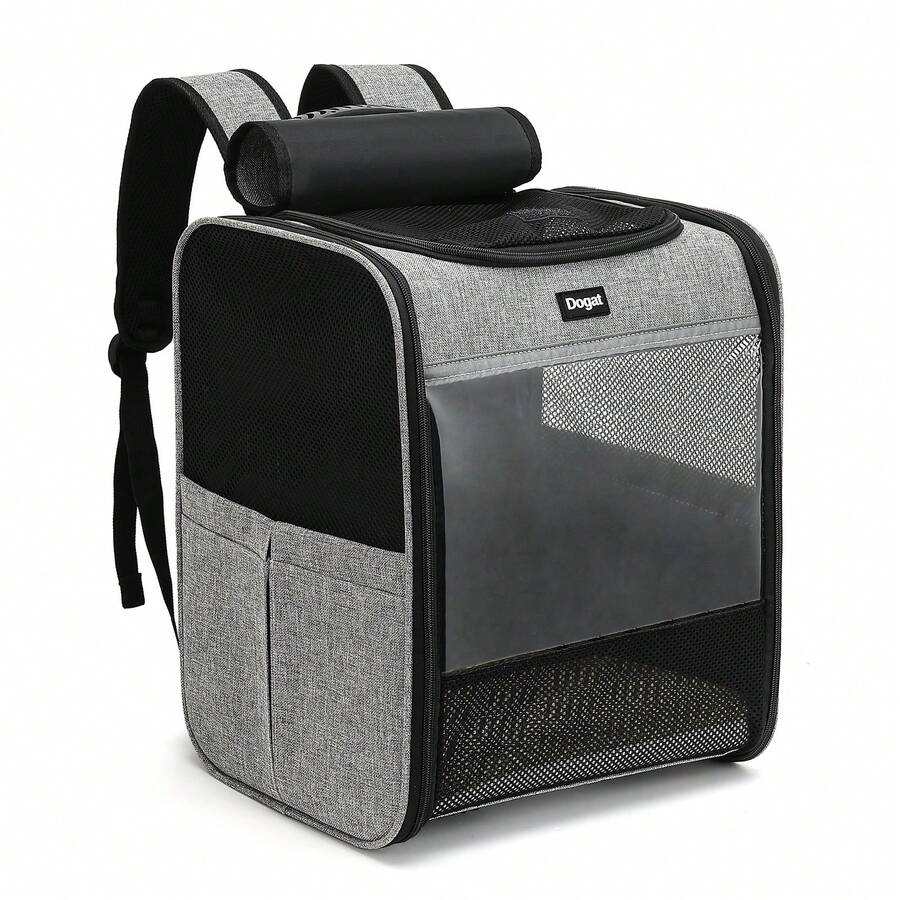 DOGAT Pet Carrier Backpack For Cats Small Dogs Foldable Breathable Mesh Travel Bag With Multiple Carry Options For Vet Visits Walks Weekend Trips Up To 7kg Grey