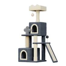DOGAT Large 131cm Cat Tree Tower Multi Level With Scratching Posts Condos Ladder Hammock Perch Hanging Ball Indoor Activity Centre For Cats Climbing Resting Playing Dark Grey - Dark Grey - View 10