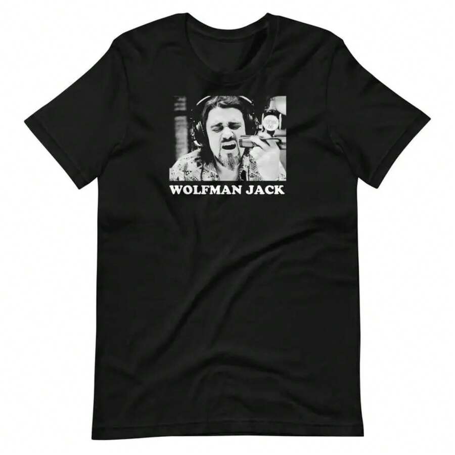 The Most Popular Women's T-Shirt Of 2026! Women's Short-Sleeved T-Shirt, Modern, Youthful, Lightweight And Casual With Adjustable Fit. WOLFMAN JACK Artwork T Shirt. The Material Is High-Quality And Reliable! - 黑色 - 查看 1