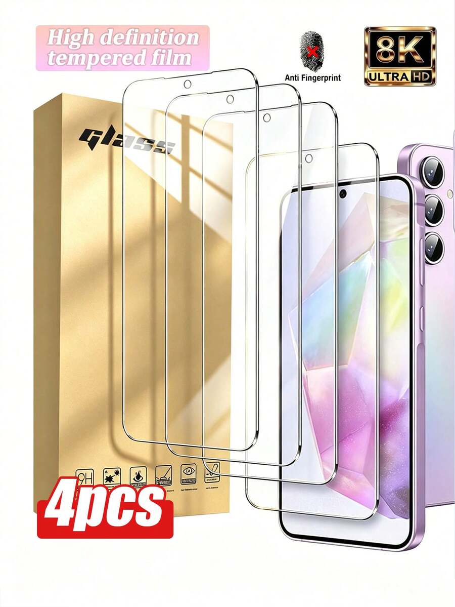 MSRI 4片高清屏幕保护膜，适用于三星Galaxy S20 FE/S21 FE/A02/A02S/A03/A23/A24/A25/A31/A72/S24 FE/A06/A06/A36/A56/A26/A17/A07/S26 Ultra/S26 Plus/S25/S25 Ultra/S25 Plus/S26系列，防刮花、防水、防指纹