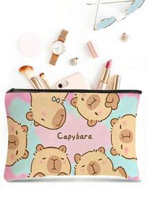 Cute Capybara Makeup Bag, Lightweight Foldable Storage Bag, Toiletry Bag, Multi-Functional Large Capacity Pencil Case, Stationery Organizer, Friend Gift, Birthday Gift, Holiday Gift, Back To School Gift - Multicolor - View 4