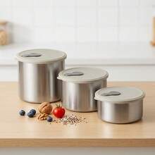 Wadah Makanan Stainless Steel 304, Kotak Penyimpanan Segar yang Dapat Ditumpuk dan Disegel untuk Kulkas, Kotak Penyimpanan Buah, Sayur, dan Daging dengan Tutup, Kotak Pengawetan Makanan Kapasitas Besar, Cocok untuk Penyimpanan dan Pengorganisasian Makanan di Dapur - MultiWarna - View 1